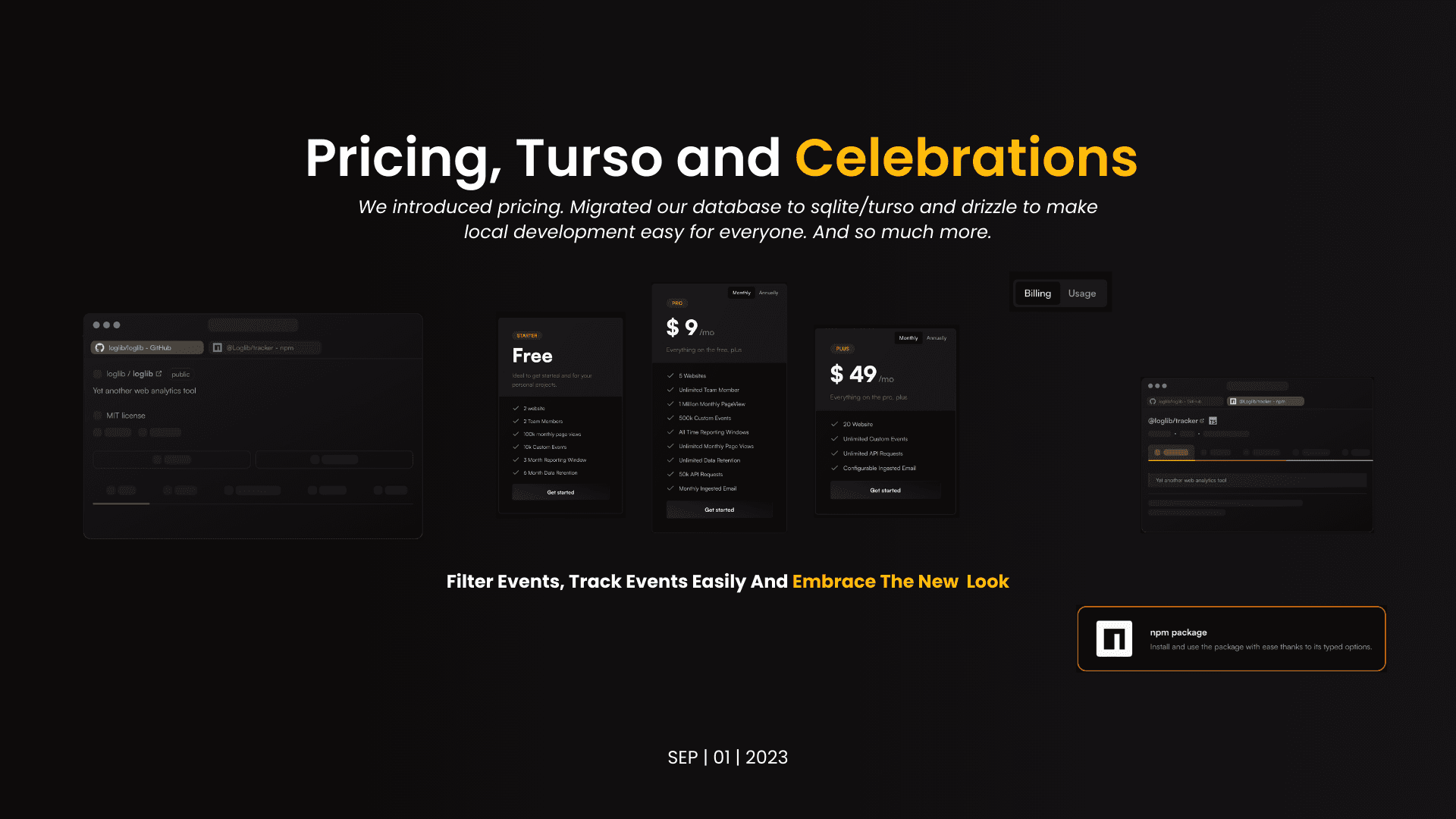 Pricing, Turso and Drizzle, Celebrations & More